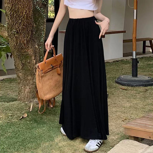 ロング丈とろみスカート レディース 春夏 韓国 低身長 マキシスカート きれいめ フレアスカート オフィスカジュアル aラインスカート 大人体型カバー 楽ちん夏服 80CHENRUN-001