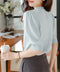 サマーニット パフスリーブ プルオーバー レディース クルーネック 五分袖ニットソー 冷感タッチ オフィスカジュアル 薄手トップス 春夏 秋服 ニットTシャツ無地 80CHENXN-002