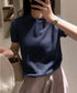 ハーフジップポロシャツ 半袖サマーニット 韓国風ニットトップス レディース春夏服 オフィスカジュアル 大人可愛い 襟付きプルオーバー 薄手ニットTシャツニットソー 80CHENXN-005