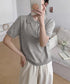 ハーフジップポロシャツ 半袖サマーニット 韓国風ニットトップス レディース春夏服 オフィスカジュアル 大人可愛い 襟付きプルオーバー 薄手ニットTシャツニットソー 80CHENXN-005