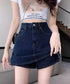 デニムスカパンハイウエストショートパンツ レディース チラ見せ防止キュロットスカート 美尻美脚Aラインスカパン 着やせミニ丈スカート お洒落脚長ショーパン 韓国風 80CHUNTAI-002