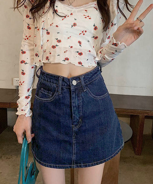 デニムスカパンハイウエストショートパンツ レディース チラ見せ防止キュロットスカート 美尻美脚Aラインスカパン 着やせミニ丈スカート お洒落脚長ショーパン 韓国風 80CHUNTAI-002