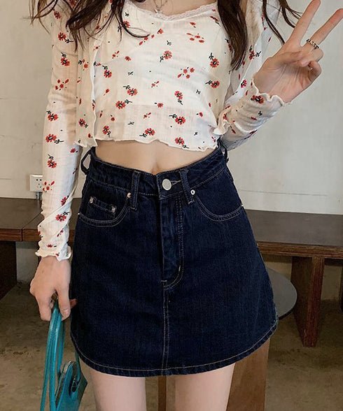 デニムスカパンハイウエストショートパンツ レディース チラ見せ防止キュロットスカート 美尻美脚Aラインスカパン 着やせミニ丈スカート お洒落脚長ショーパン 韓国風 80CHUNTAI-002