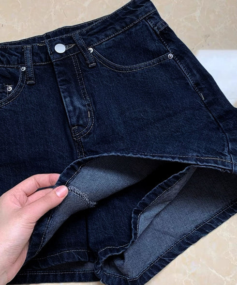 デニムスカパンハイウエストショートパンツ レディース チラ見せ防止キュロットスカート 美尻美脚Aラインスカパン 着やせミニ丈スカート お洒落脚長ショーパン 韓国風 80CHUNTAI-002