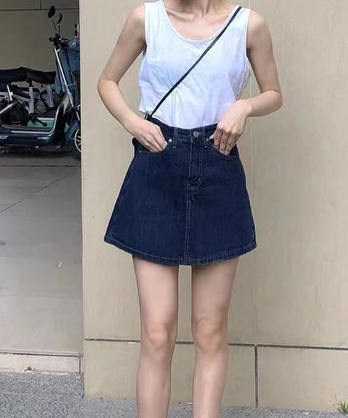 デニムスカパンハイウエストショートパンツ レディース チラ見せ防止キュロットスカート 美尻美脚Aラインスカパン 着やせミニ丈スカート お洒落脚長ショーパン 韓国風 80CHUNTAI-002