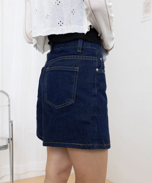 デニムスカパンハイウエストショートパンツ レディース チラ見せ防止キュロットスカート 美尻美脚Aラインスカパン 着やせミニ丈スカート お洒落脚長ショーパン 韓国風 80CHUNTAI-002