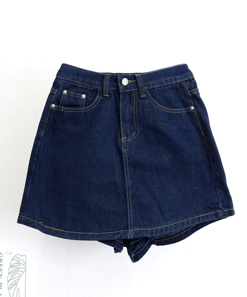 デニムスカパンハイウエストショートパンツ レディース チラ見せ防止キュロットスカート 美尻美脚Aラインスカパン 着やせミニ丈スカート お洒落脚長ショーパン 韓国風 80CHUNTAI-002