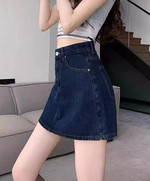 デニムスカパンハイウエストショートパンツ レディース チラ見せ防止キュロットスカート 美尻美脚Aラインスカパン 着やせミニ丈スカート お洒落脚長ショーパン 韓国風 80CHUNTAI-002