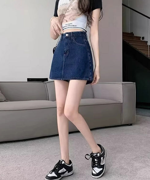 デニムスカパンハイウエストショートパンツ レディース チラ見せ防止キュロットスカート 美尻美脚Aラインスカパン 着やせミニ丈スカート お洒落脚長ショーパン 韓国風 80CHUNTAI-002