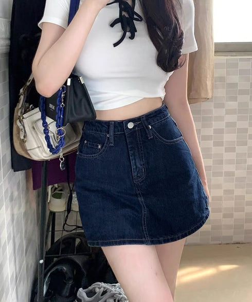 デニムスカパンハイウエストショートパンツ レディース チラ見せ防止キュロットスカート 美尻美脚Aラインスカパン 着やせミニ丈スカート お洒落脚長ショーパン 韓国風 80CHUNTAI-002