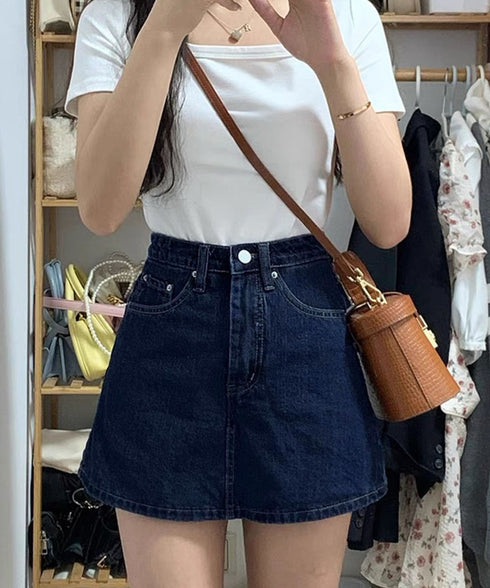 デニムスカパンハイウエストショートパンツ レディース チラ見せ防止キュロットスカート 美尻美脚Aラインスカパン 着やせミニ丈スカート お洒落脚長ショーパン 韓国風 80CHUNTAI-002