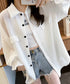 シャツカーディガン キャンディースリーブ シャツブラウス レディース 冷房対策羽織り 紫外線対策 ゆったり長袖トップス 着やせ 韓国風軽アウター春夏秋 ポロネック 80DAILAN-001