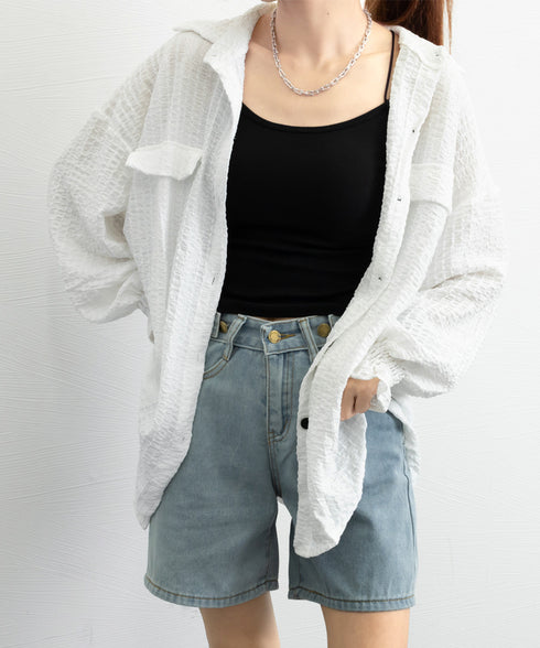 シャツカーディガン キャンディースリーブ シャツブラウス レディース 冷房対策羽織り 紫外線対策 ゆったり長袖トップス 着やせ 韓国風軽アウター春夏秋 ポロネック 80DAILAN-001