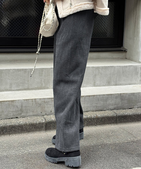 裏起毛ワイドパンツ あったかニットパンツ レディース ハイウエストイージーパンツ 裏ファーストレートパンツ厚手 暖かいロングパンツ 着やせ美脚脚長 韓国風ボトムス 80DANL-001