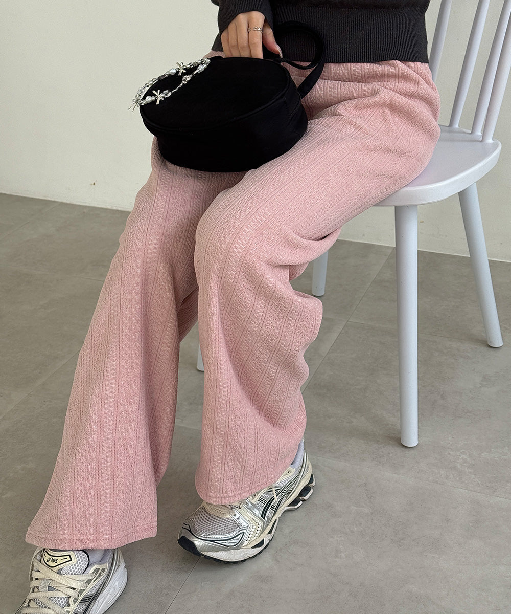 裏起毛ワイドパンツ あったかニットパンツ