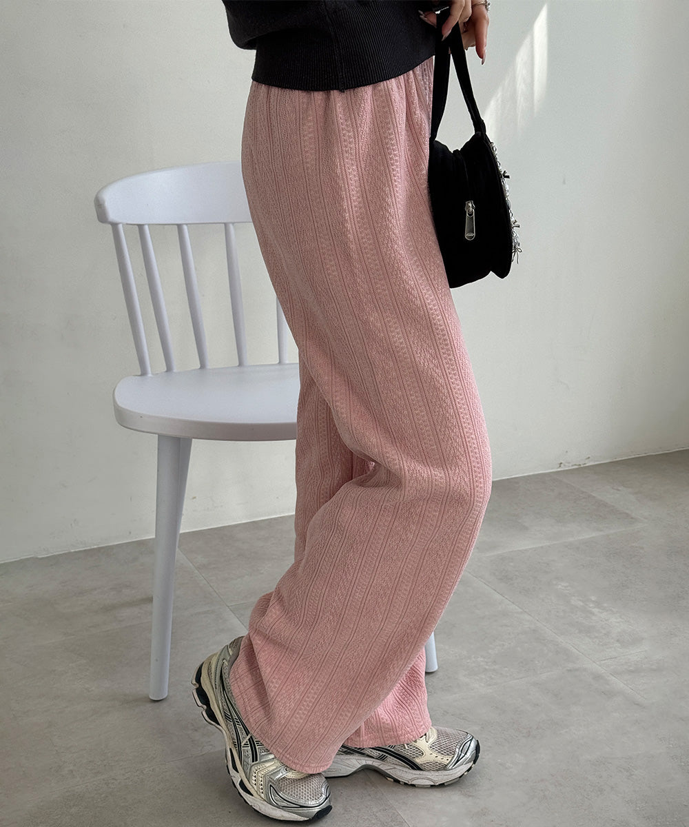 裏起毛ワイドパンツ あったかニットパンツ