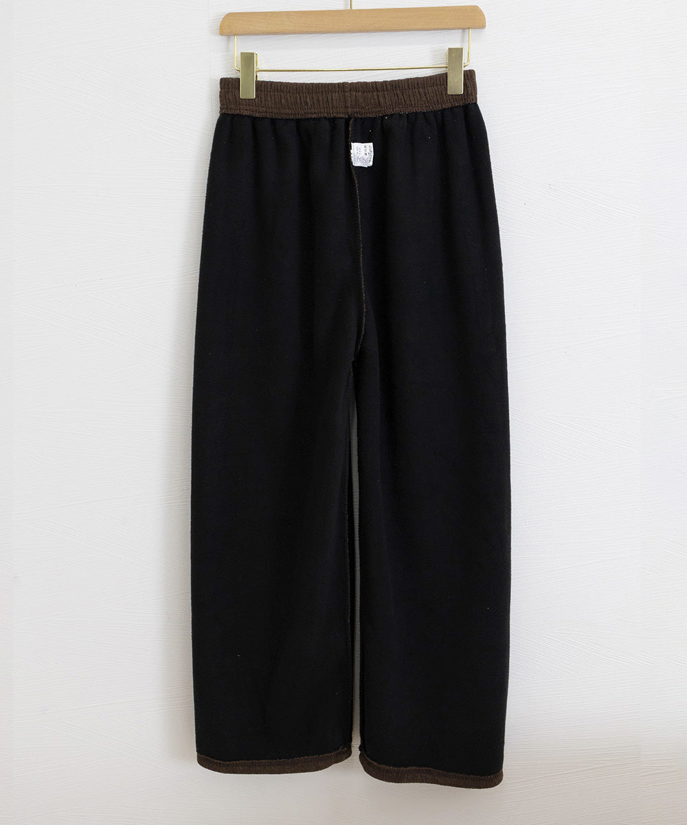 裏起毛ワイドパンツ あったかニットパンツ