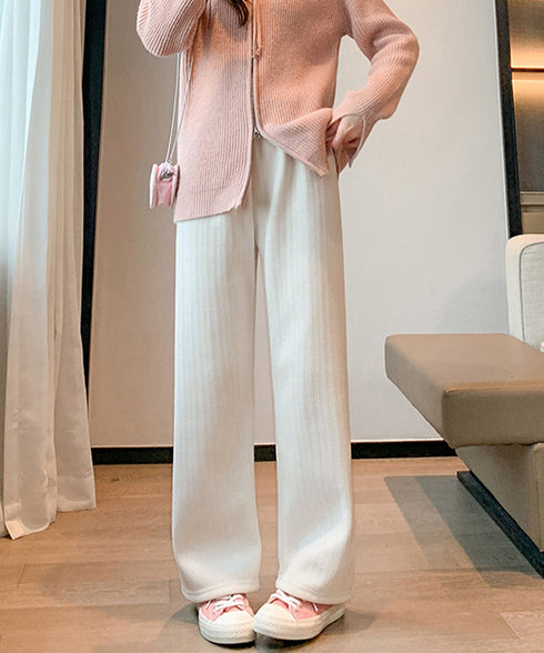 裏起毛ワイドパンツ あったかニットパンツ レディース ハイウエストイージーパンツ 裏ファーストレートパンツ厚手 暖かいロングパンツ 着やせ美脚脚長 韓国風ボトムス 80DANL-001