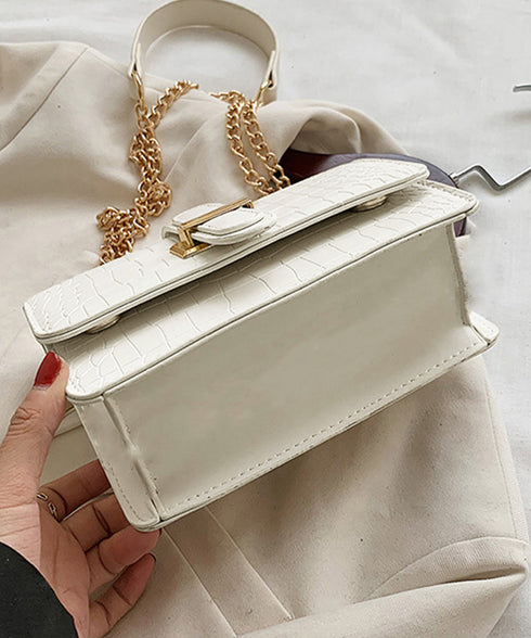 クロコ型押 ショルダーバッグ レディース スクエアバッグ チェーンバッグ 大人 肩掛けバッグ PUレザーバッグ フォーマル 通勤通学 80DONGJL-001