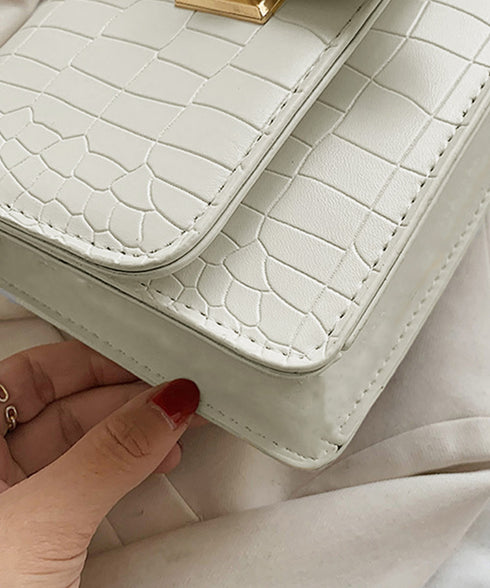 クロコ型押 ショルダーバッグ レディース スクエアバッグ チェーンバッグ 大人 肩掛けバッグ PUレザーバッグ フォーマル 通勤通学 80DONGJL-001