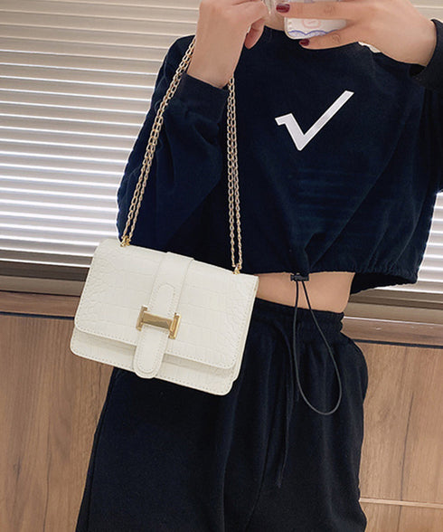 クロコ型押 ショルダーバッグ レディース スクエアバッグ チェーンバッグ 大人 肩掛けバッグ PUレザーバッグ フォーマル 通勤通学 80DONGJL-001