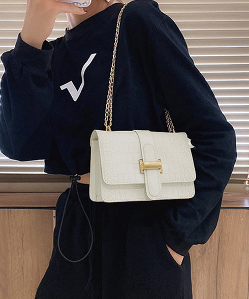 クロコ型押 ショルダーバッグ レディース スクエアバッグ チェーンバッグ 大人 肩掛けバッグ PUレザーバッグ フォーマル 通勤通学 80DONGJL-001