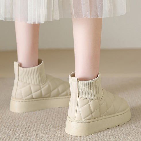 ムートンブーツ キルティング裏起毛ブーツ レディース おしゃれ ショートブーツ 歩きやすい 厚底ムートンブーツ ボアシューズ 保温 ファー冬靴 暖かい 美脚 人気 80DUSHI-001