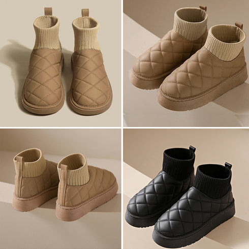 ムートンブーツ キルティング裏起毛ブーツ レディース おしゃれ ショートブーツ 歩きやすい 厚底ムートンブーツ ボアシューズ 保温 ファー冬靴 暖かい 美脚 人気 80DUSHI-001