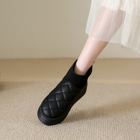 ムートンブーツ キルティング裏起毛ブーツ レディース おしゃれ ショートブーツ 歩きやすい 厚底ムートンブーツ ボアシューズ 保温 ファー冬靴 暖かい 美脚 人気 80DUSHI-001