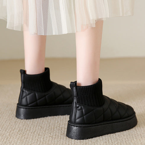 ムートンブーツ キルティング裏起毛ブーツ レディース おしゃれ ショートブーツ 歩きやすい 厚底ムートンブーツ ボアシューズ 保温 ファー冬靴 暖かい 美脚 人気 80DUSHI-001