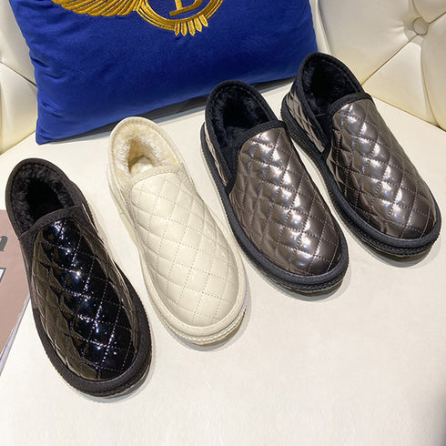 ムートンパンプス レディースボアモカシン もこもこ 裏起毛靴 歩きやすいシューズ 保温防寒 ムートンローファー 履きやすい オシャレ 疲れない 裏ボアパンプス韓国 80DUSHI-002