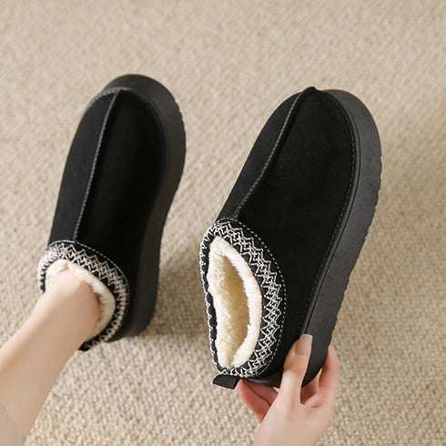 ムートンブーツ レディース ボアシューズ 暖かいファーシューズ 厚底靴 もこもこ スリッポンモカシン 歩きやすい フラットシューズ カジュアル 秋冬 防寒靴裏起毛 80DUSHI-003