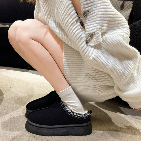 ムートンブーツ レディース ボアシューズ 暖かいファーシューズ 厚底靴 もこもこ スリッポンモカシン 歩きやすい フラットシューズ カジュアル 秋冬 防寒靴裏起毛 80DUSHI-003