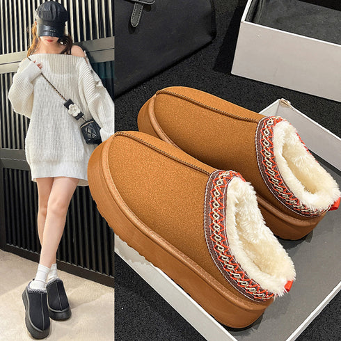 ムートンブーツ レディース ボアシューズ 暖かいファーシューズ 厚底靴 もこもこ スリッポンモカシン 歩きやすい フラットシューズ カジュアル 秋冬 防寒靴裏起毛 80DUSHI-003