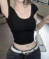 カップ付き タンクトップ バックオープン クロップドカットソー レディース 背中魅せ スリムフィットヨガウェア セクシー肌着 大人Uネック インナートップス韓国風 80FUR-001