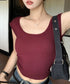 カップ付き タンクトップ バックオープン クロップドカットソー レディース 背中魅せ スリムフィットヨガウェア セクシー肌着 大人Uネック インナートップス韓国風 80FUR-001