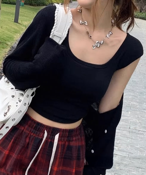 カップ付き タンクトップ バックオープン クロップドカットソー レディース 背中魅せ スリムフィットヨガウェア セクシー肌着 大人Uネック インナートップス韓国風 80FUR-001