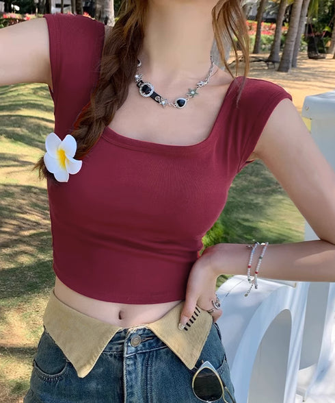 カップ付き タンクトップ バックオープン クロップドカットソー レディース 背中魅せ スリムフィットヨガウェア セクシー肌着 大人Uネック インナートップス韓国風 80FUR-001