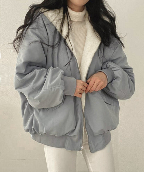 リバーシブルボアパーカージャケット韓国風 レディース もこもこボアアウター ゆったり おしゃれボアブルゾン あったかファージャケットカジュアル冬服 防寒保温暖かい 80GEGE-002