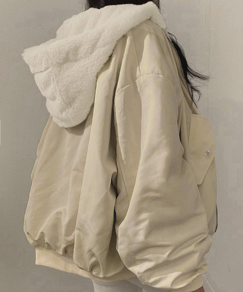 リバーシブルボアパーカージャケット韓国風 レディース もこもこボアアウター ゆったり おしゃれボアブルゾン あったかファージャケットカジュアル冬服 防寒保温暖かい 80GEGE-002