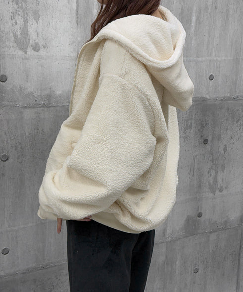 リバーシブルボアパーカージャケット韓国風 レディース もこもこボアアウター ゆったり おしゃれボアブルゾン あったかファージャケットカジュアル冬服 防寒保温暖かい 80GEGE-002