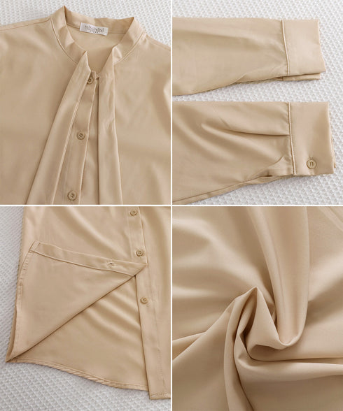ボウタイブラウスリボンレディースきれいめ とろみブラウス オフィスカジュアル 通勤服体型カバー タイネックトップス 入学式卒業式 リボンタイブラウス長袖 上品春服 80GEGE-003