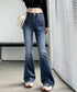 韓国風セミフレアデニムパンツ レディース ブーツカットデニム おしゃれ フロントポケットジーパン カジュアルきれいめ 細見え ハイウエストジーンズ美脚脚長 着やせ 80GUANGH-002