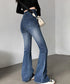 韓国風セミフレアデニムパンツ レディース ブーツカットデニム おしゃれ フロントポケットジーパン カジュアルきれいめ 細見え ハイウエストジーンズ美脚脚長 着やせ 80GUANGH-002