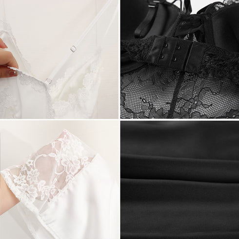 ベビードールカップ付セクシーランジェリー セクシー ネグリジェ インナー下着 バックオープン シースルー パジャマ 透け透け レース ランジェリーワンピース 韓国 80GUIRUO-006