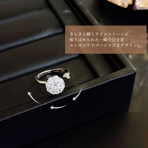 韓国 ピアス ネックレス リング 回転式 パーティーアクセサリー 3点セット 入学式 結婚式 ラインストーン スタッドピアス チェーンネックレス 指輪 サイズ調整 80HANJ-003