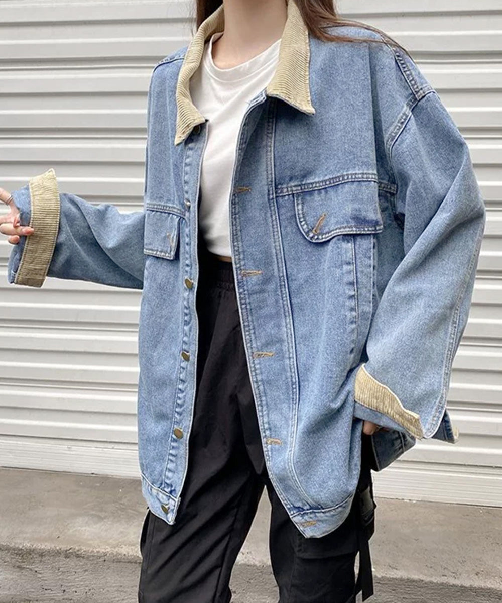 コーデュロイ襟デニムジャケットアウター秋