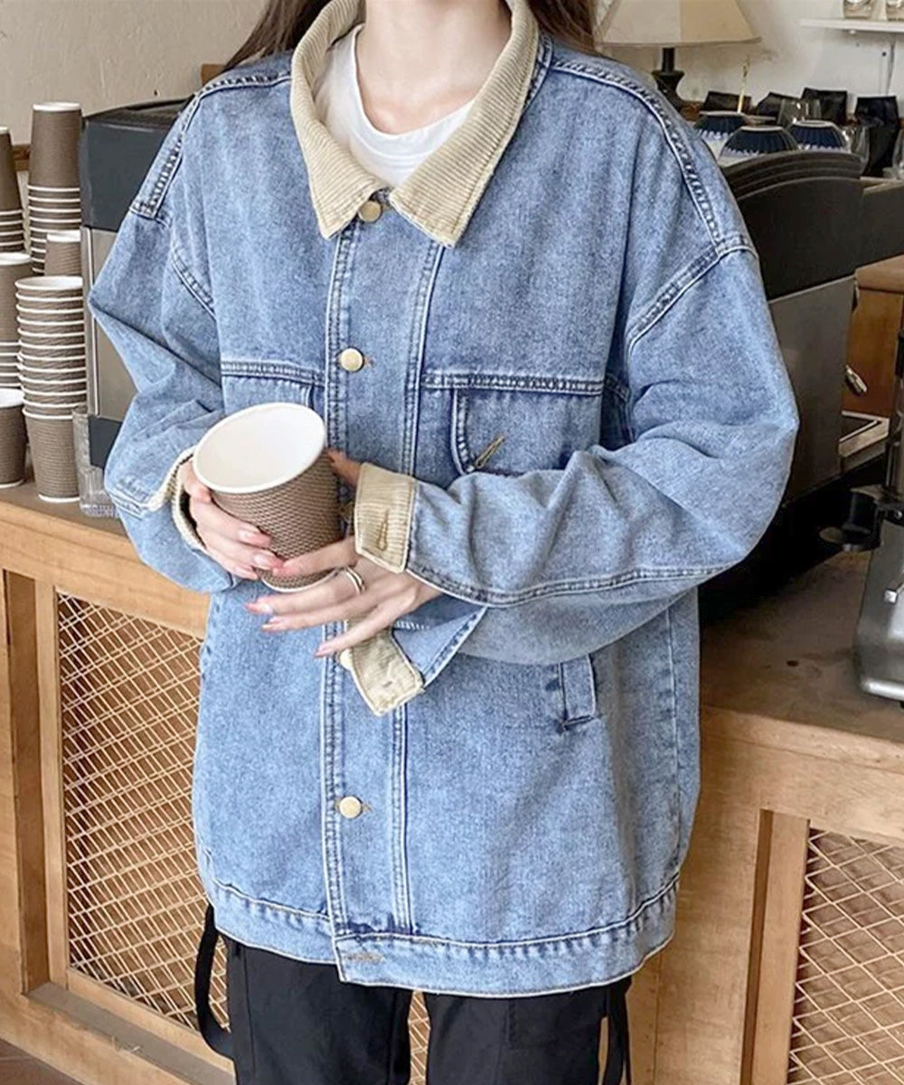 コーデュロイ襟デニムジャケットアウター秋