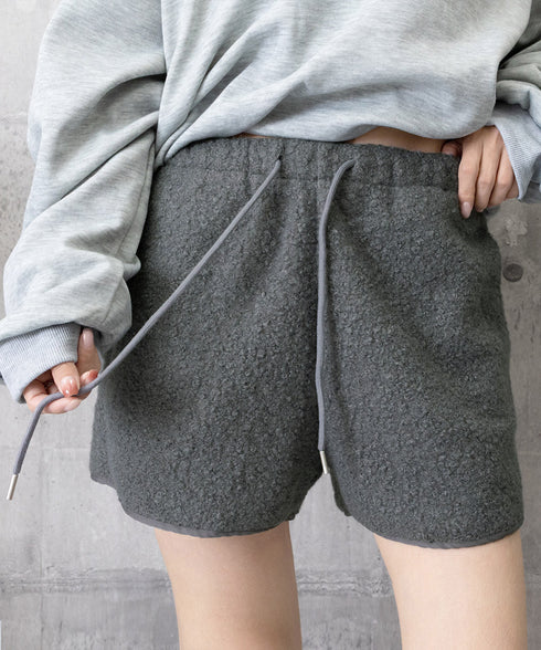 ボアショートパンツ もこもこルームパンツ レディース 暖かい短パン ポケット付き 秋冬起毛ショーパン ウエストゴム部屋着 シープボア調 ルームパンツ ハイウエスト 80JIALIANG-001