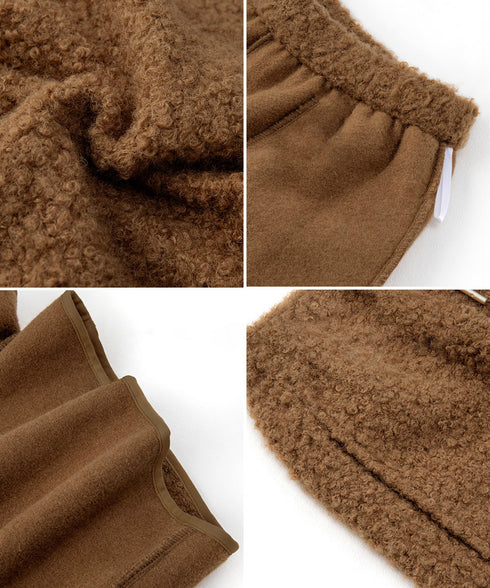 ボアショートパンツ もこもこルームパンツ レディース 暖かい短パン ポケット付き 秋冬起毛ショーパン ウエストゴム部屋着 シープボア調 ルームパンツ ハイウエスト 80JIALIANG-001